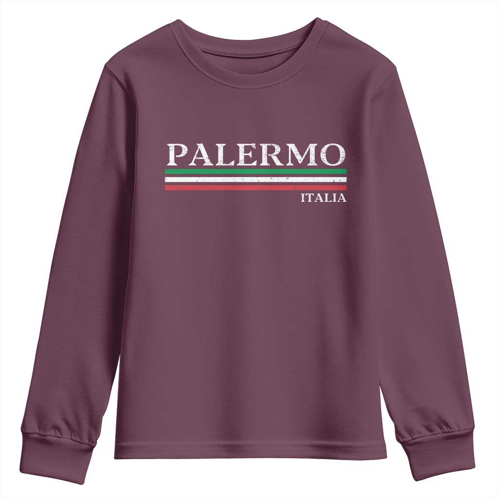 Palermo Sicily Italian Flag Souvenirs Sicilia Italia Youth Sweatshirt - Wonder Print Shop