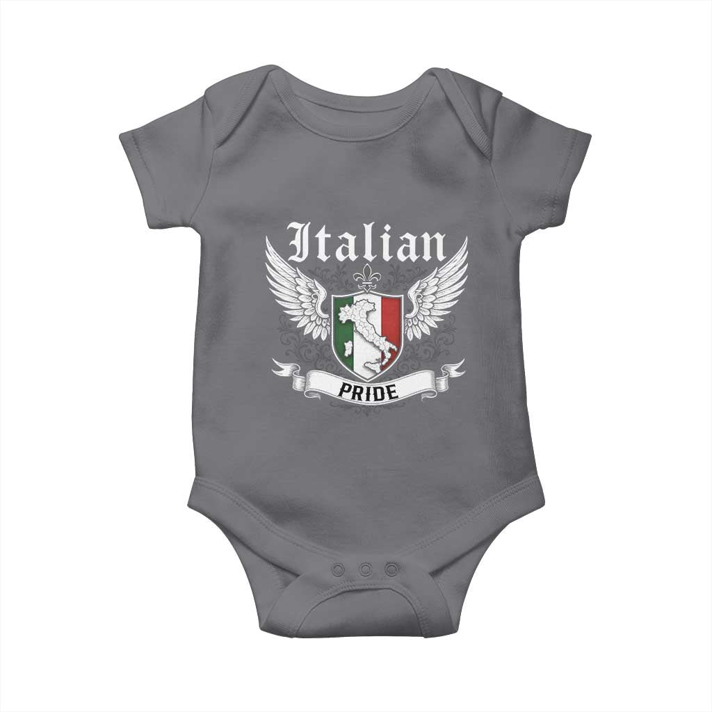 Italian Pride Baby Onesie Vintage Patriotic Italy Map - Wonder Print Shop