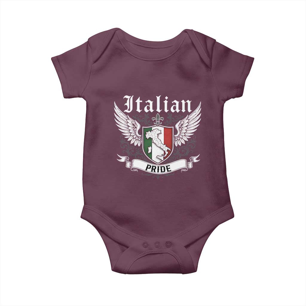 Italian Pride Baby Onesie Vintage Patriotic Italy Map - Wonder Print Shop