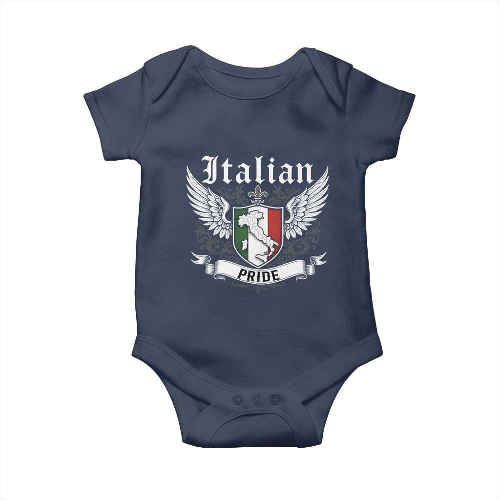 Italian Pride Baby Onesie Vintage Patriotic Italy Map - Wonder Print Shop