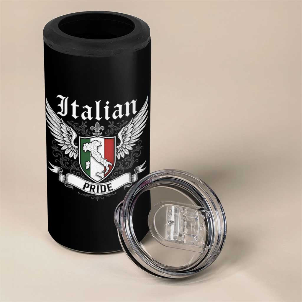 Italian Pride 4 in 1 Can Cooler Tumbler Vintage Patriotic Italy Map - Wonder Print Shop