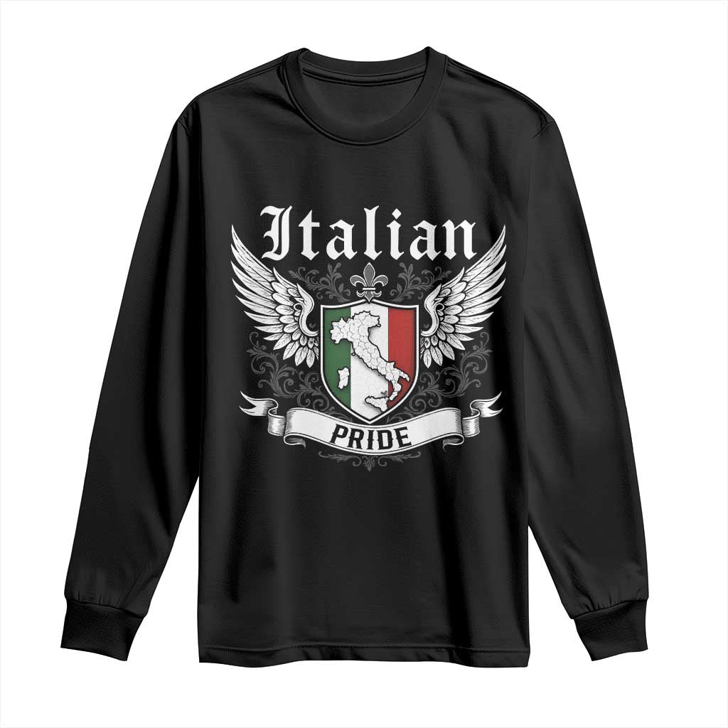Italian Pride Long Sleeve Shirt Vintage Patriotic Italy Map - Wonder Print Shop