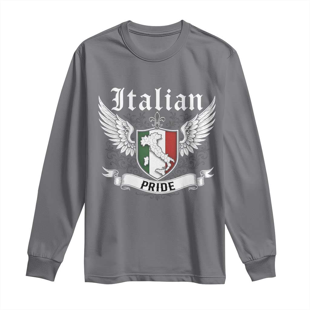 Italian Pride Long Sleeve Shirt Vintage Patriotic Italy Map - Wonder Print Shop