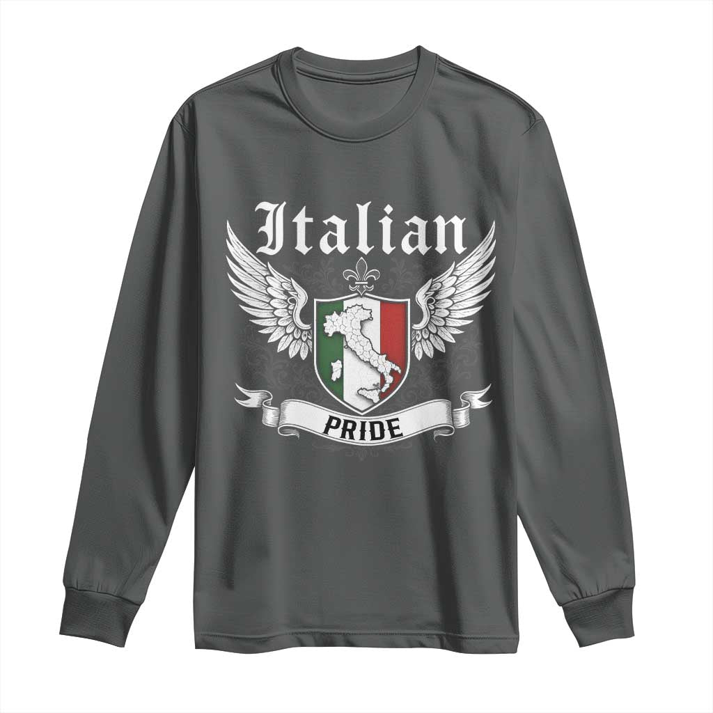 Italian Pride Long Sleeve Shirt Vintage Patriotic Italy Map - Wonder Print Shop