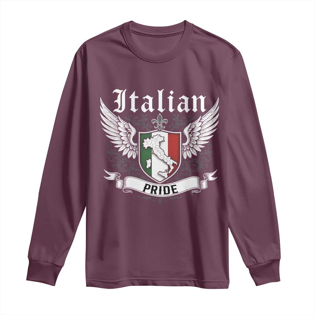 Italian Pride Long Sleeve Shirt Vintage Patriotic Italy Map - Wonder Print Shop