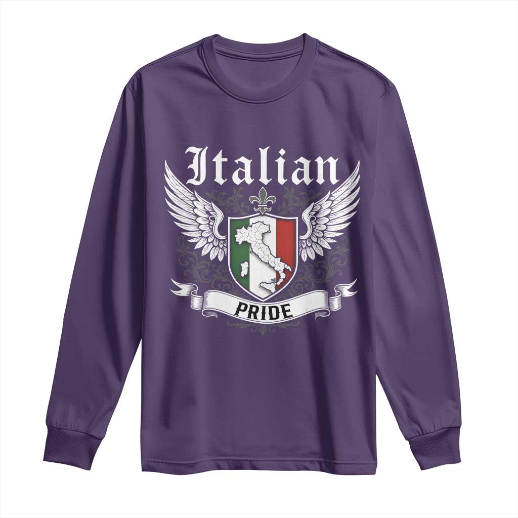 Italian Pride Long Sleeve Shirt Vintage Patriotic Italy Map - Wonder Print Shop