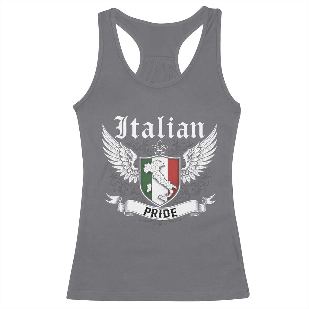 Italian Pride Racerback Tank Top Vintage Patriotic Italy Map - Wonder Print Shop