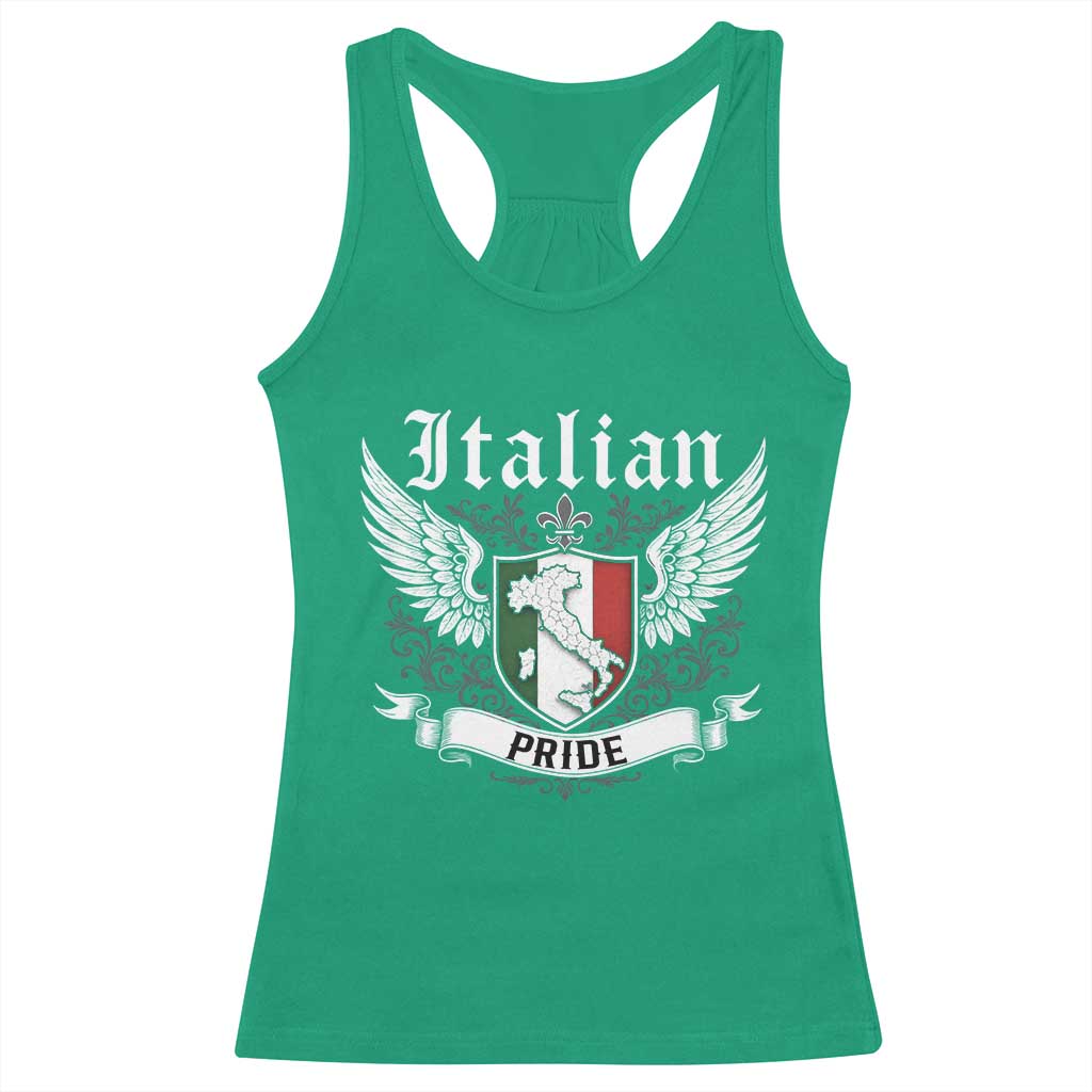 Italian Pride Racerback Tank Top Vintage Patriotic Italy Map - Wonder Print Shop