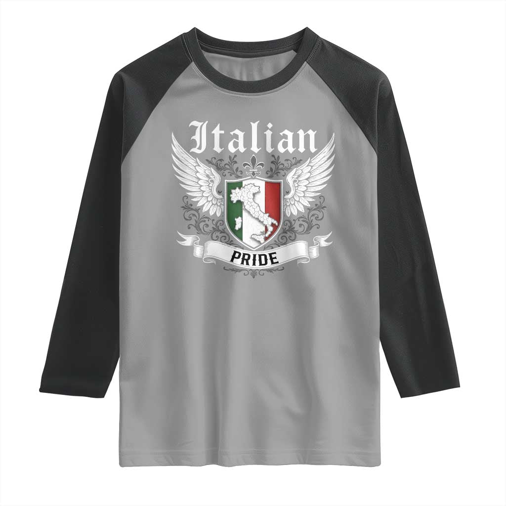 Italian Pride Raglan Shirt Vintage Patriotic Italy Map - Wonder Print Shop