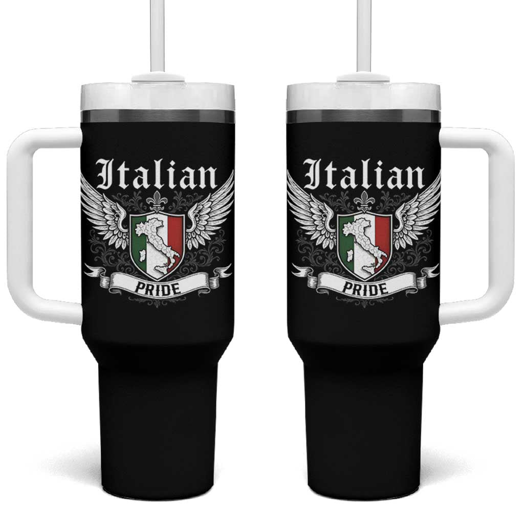 Italian Pride Tumbler With Handle Vintage Patriotic Italy Map - Wonder Print Shop