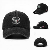Italian Pride Washed Cotton Baseball Cap Vintage Patriotic Italy Map