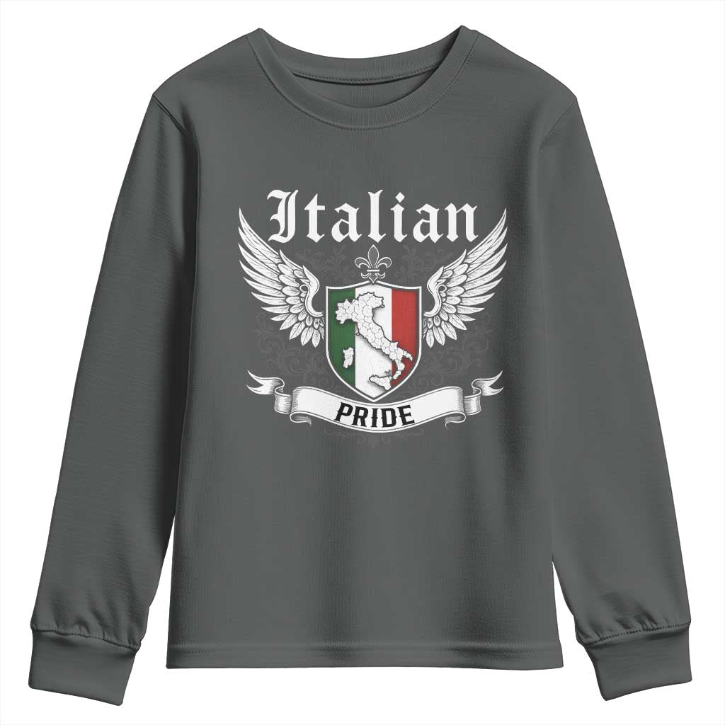 Italian Pride Youth Sweatshirt Vintage Patriotic Italy Map - Wonder Print Shop