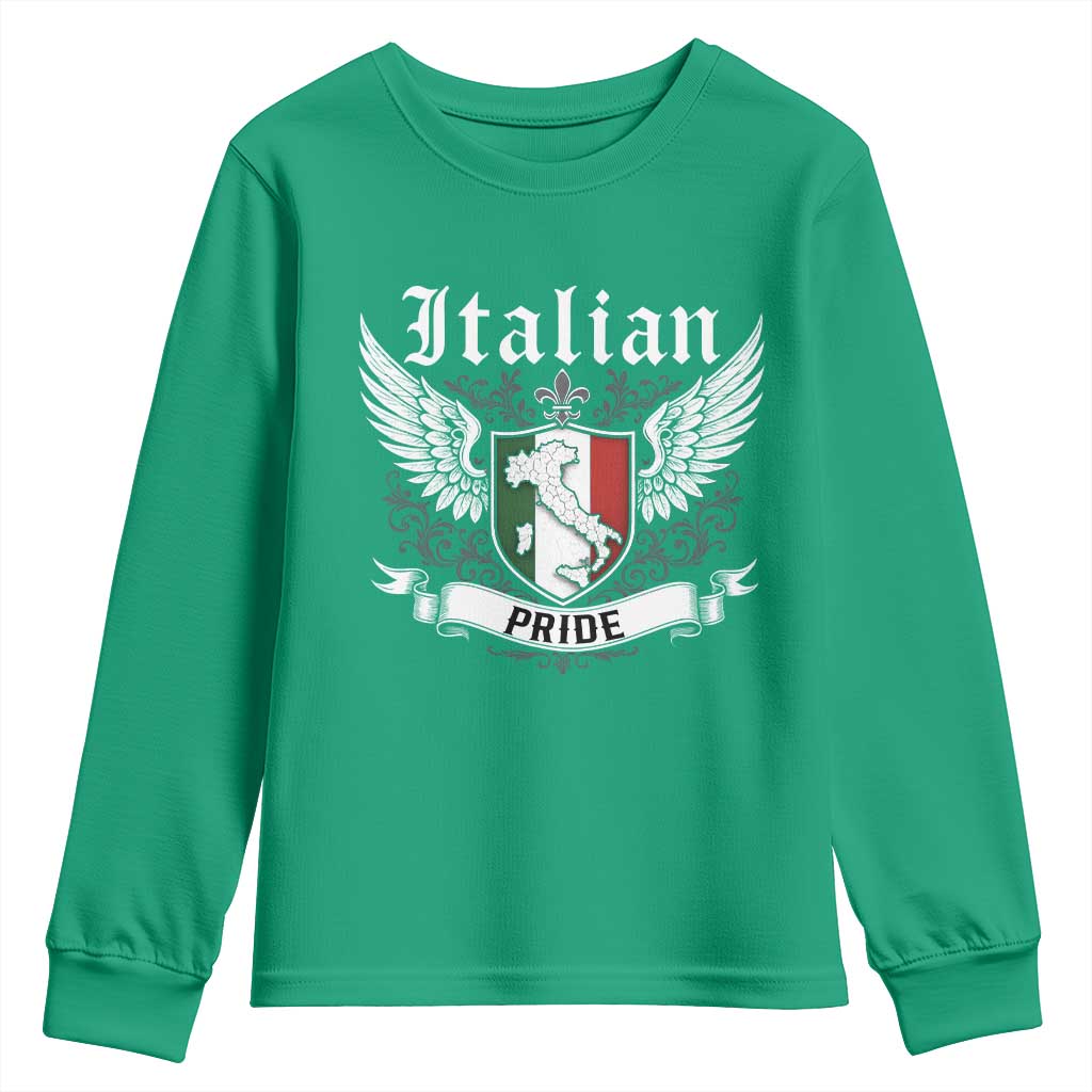 Italian Pride Youth Sweatshirt Vintage Patriotic Italy Map - Wonder Print Shop