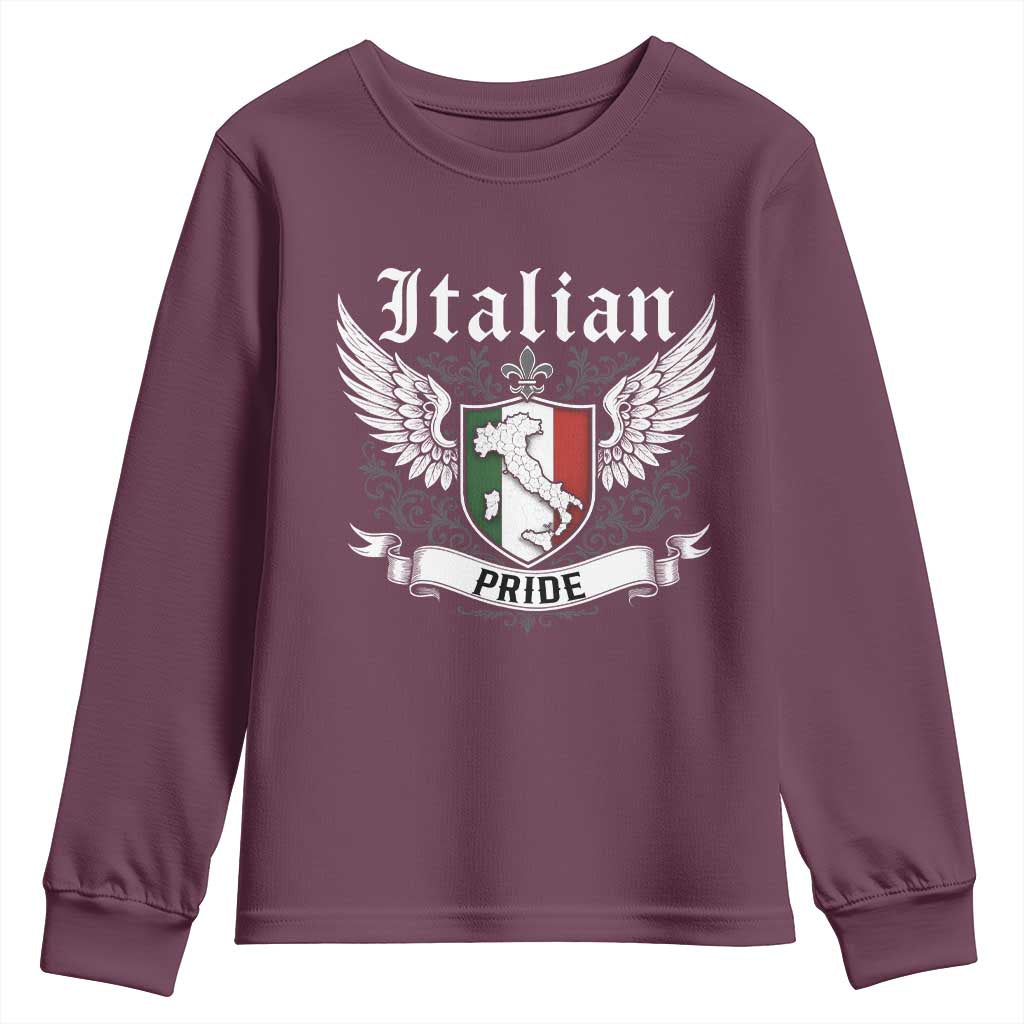 Italian Pride Youth Sweatshirt Vintage Patriotic Italy Map - Wonder Print Shop