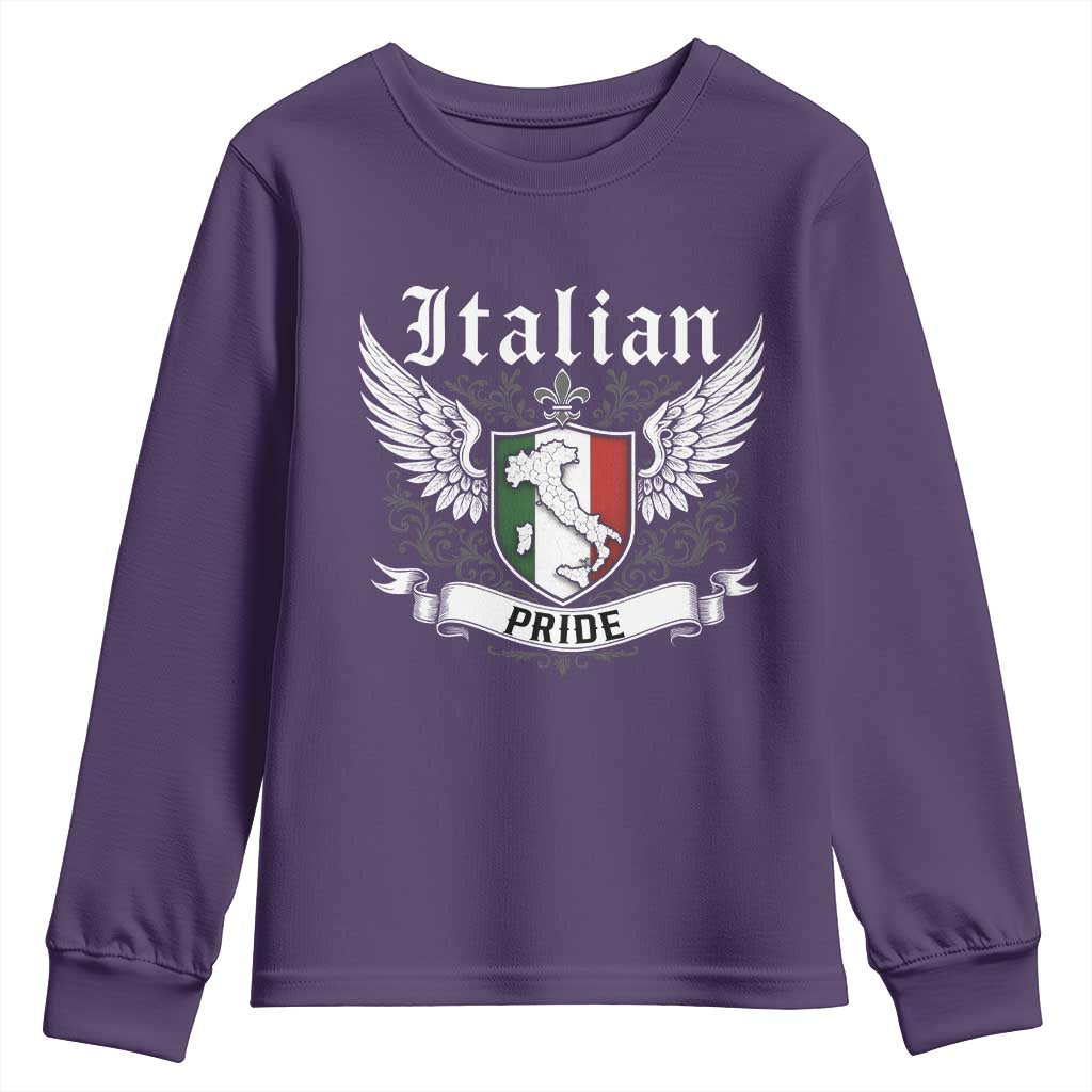 Italian Pride Youth Sweatshirt Vintage Patriotic Italy Map - Wonder Print Shop