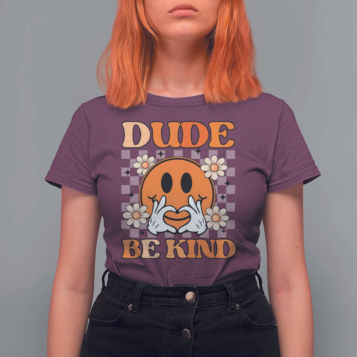 Anti Bullying Awareness T Shirt For Women Dude Be Kind Unity Day Heart Daisy Flower - Wonder Print Shop