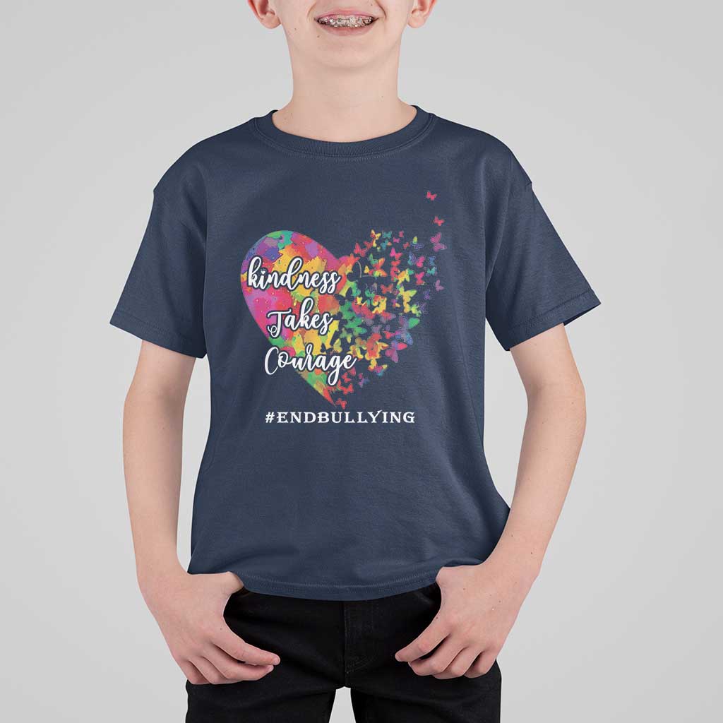 Unity Day T Shirt For Kid Kindness Takes Courage End Bullying Heart Butterfly - Wonder Print Shop