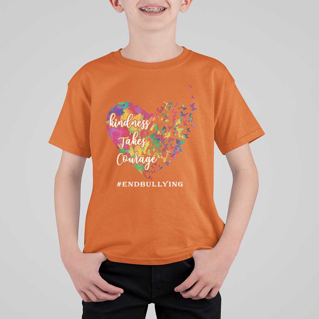 Unity Day T Shirt For Kid Kindness Takes Courage End Bullying Heart Butterfly - Wonder Print Shop
