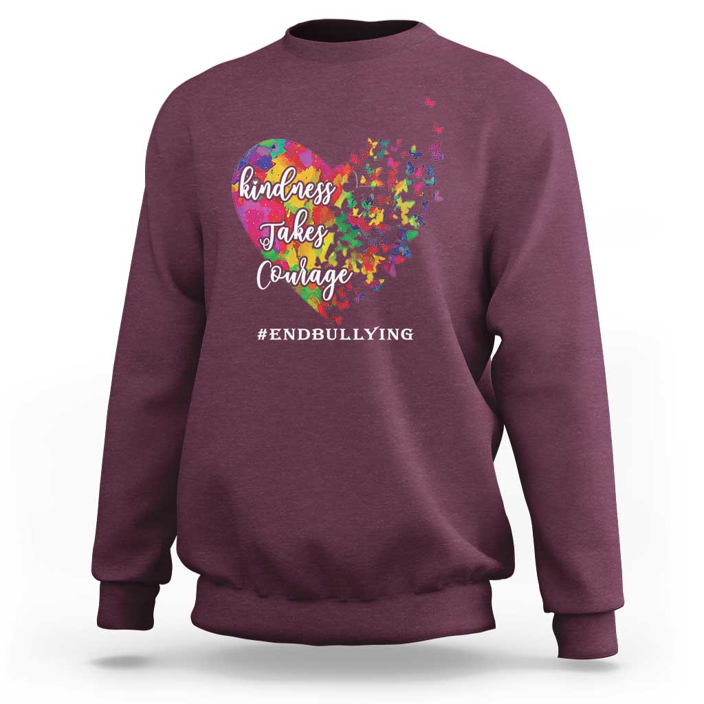 Unity Day Sweatshirt Kindness Takes Courage End Bullying Heart Butterfly - Wonder Print Shop