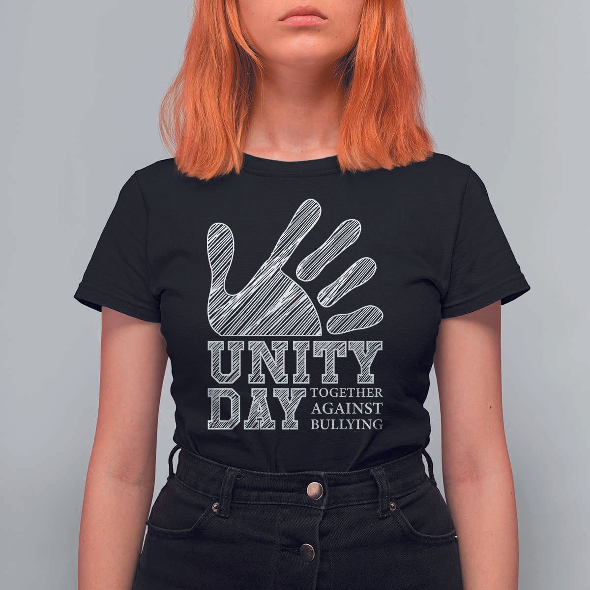 Anti Bullying Awareness T Shirt For Women Unity Day Together Against Bullying Hand - Wonder Print Shop