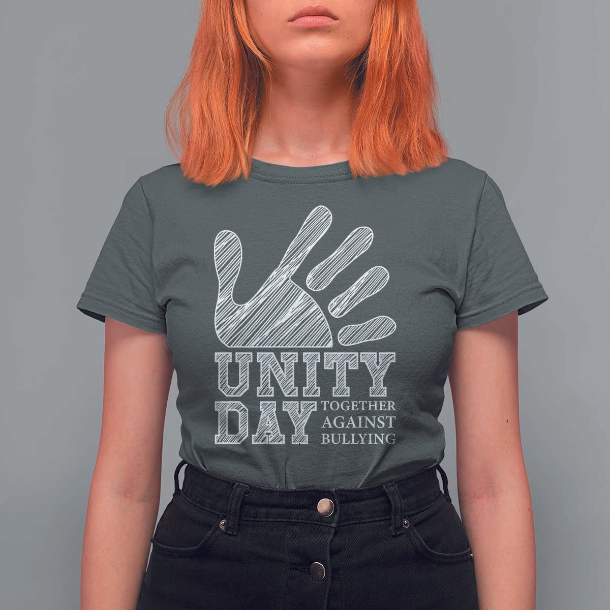Anti Bullying Awareness T Shirt For Women Unity Day Together Against Bullying Hand - Wonder Print Shop