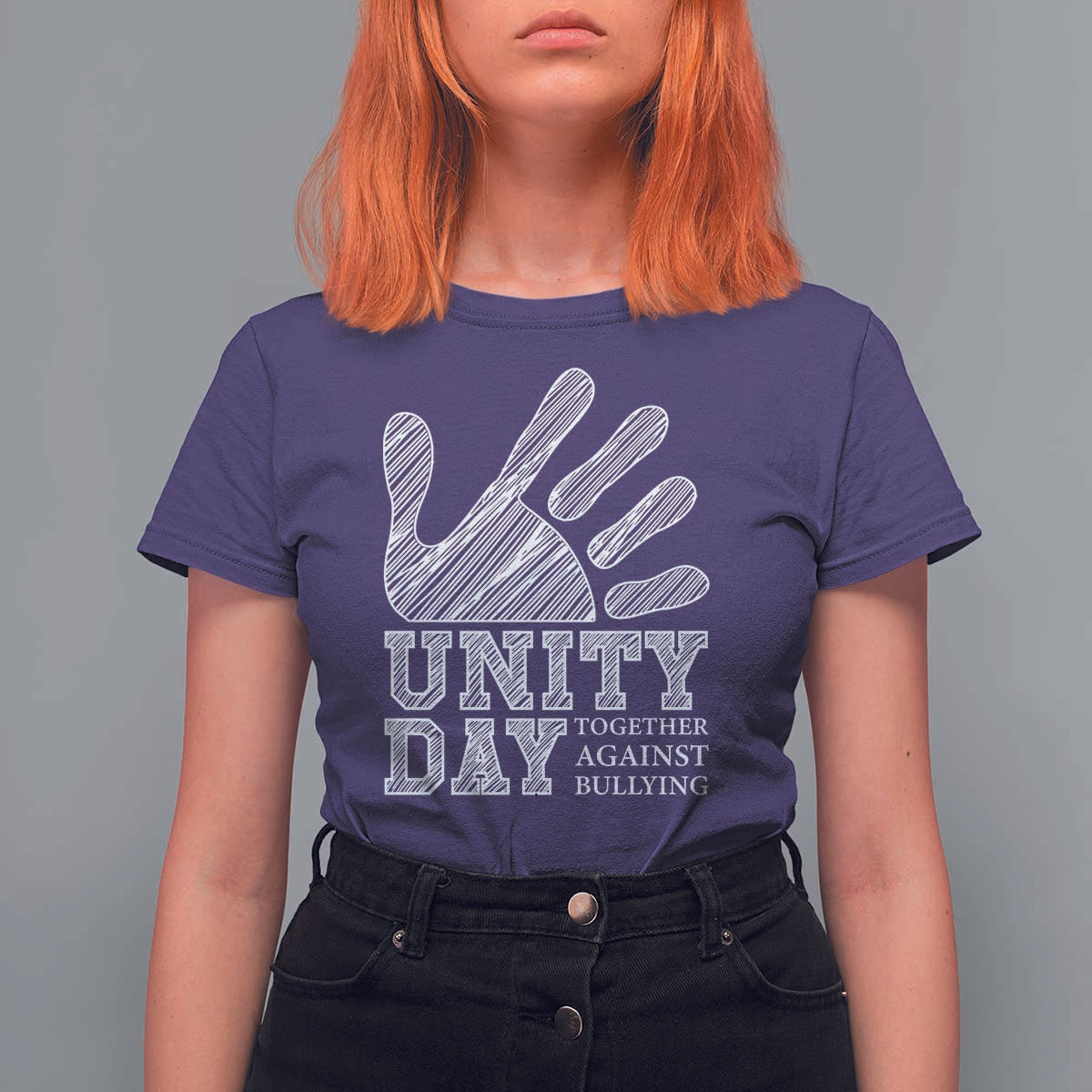 Anti Bullying Awareness T Shirt For Women Unity Day Together Against Bullying Hand - Wonder Print Shop