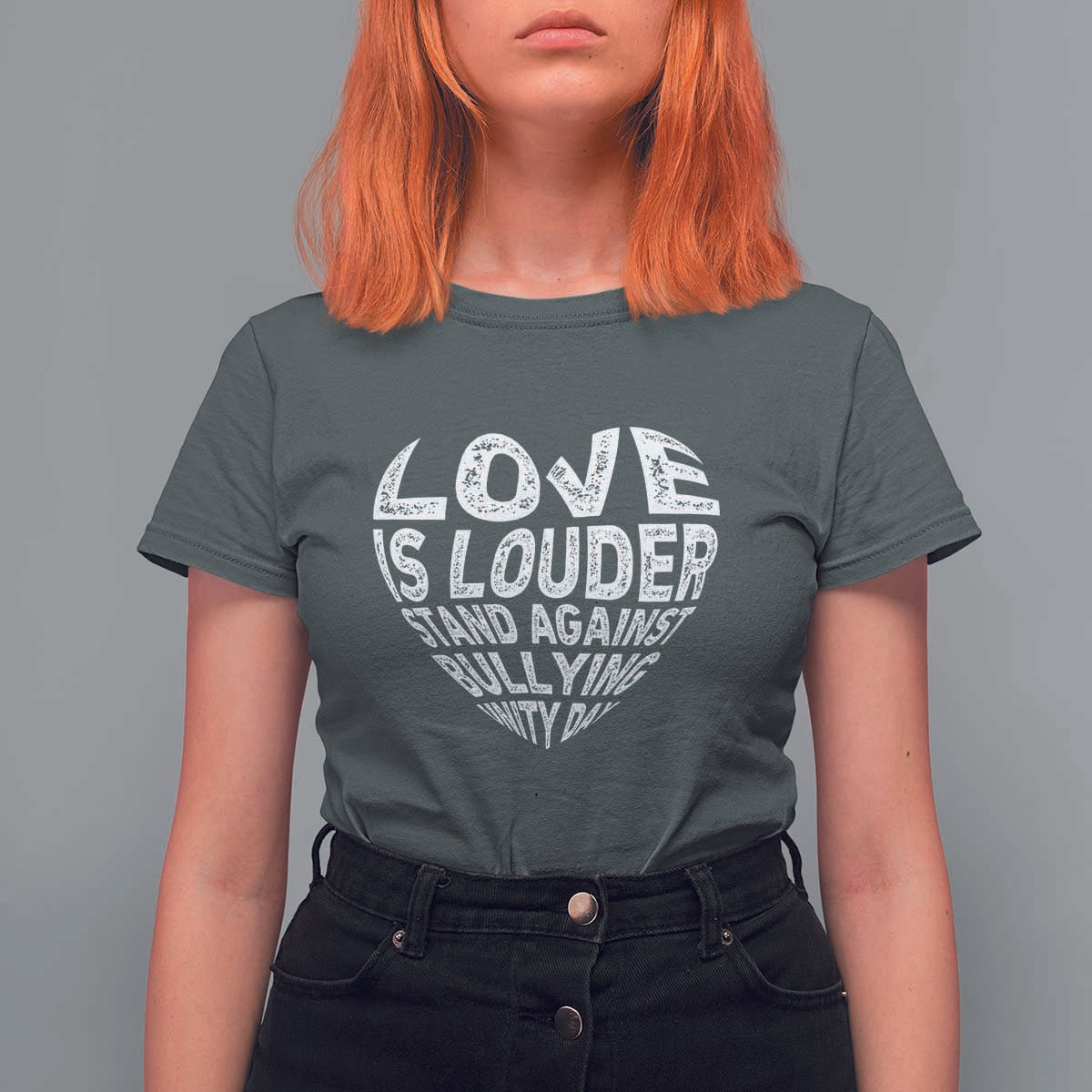 Anti Bullying Awareness T Shirt For Women Love Is Louder Stand Against Bullying Unity Day Heart - Wonder Print Shop