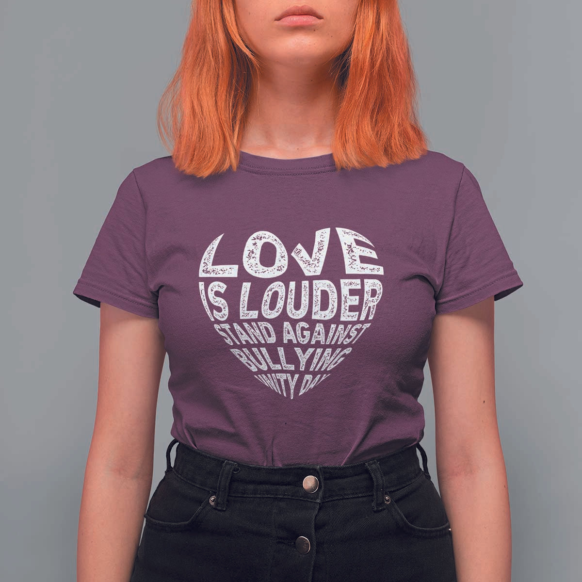 Anti Bullying Awareness T Shirt For Women Love Is Louder Stand Against Bullying Unity Day Heart - Wonder Print Shop
