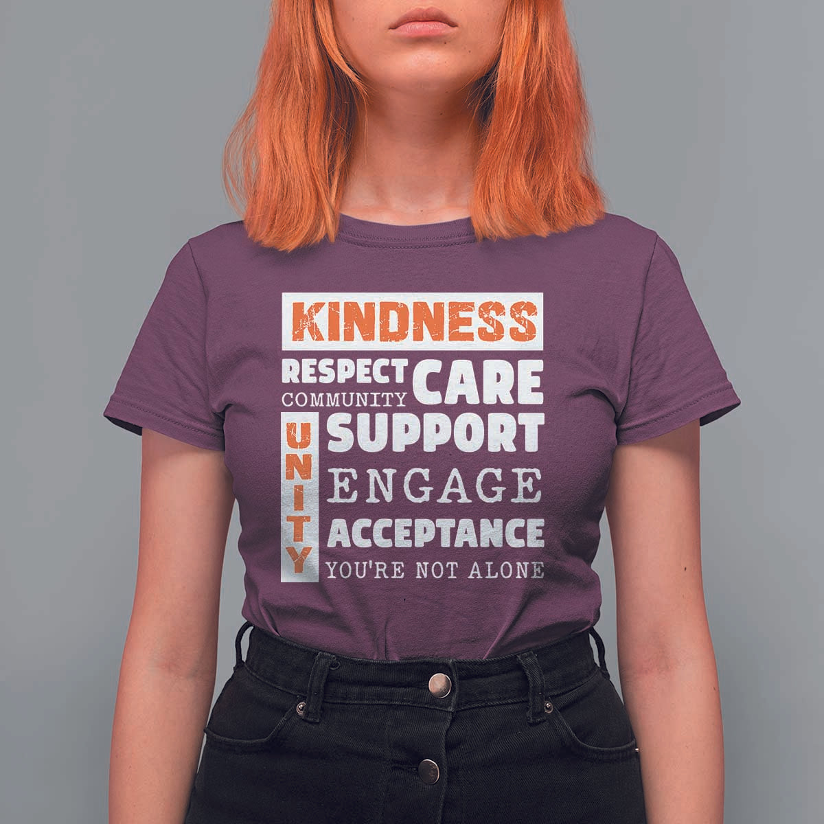 Anti Bullying Awareness T Shirt For Women Kindness Respect Support Unity Day - Wonder Print Shop