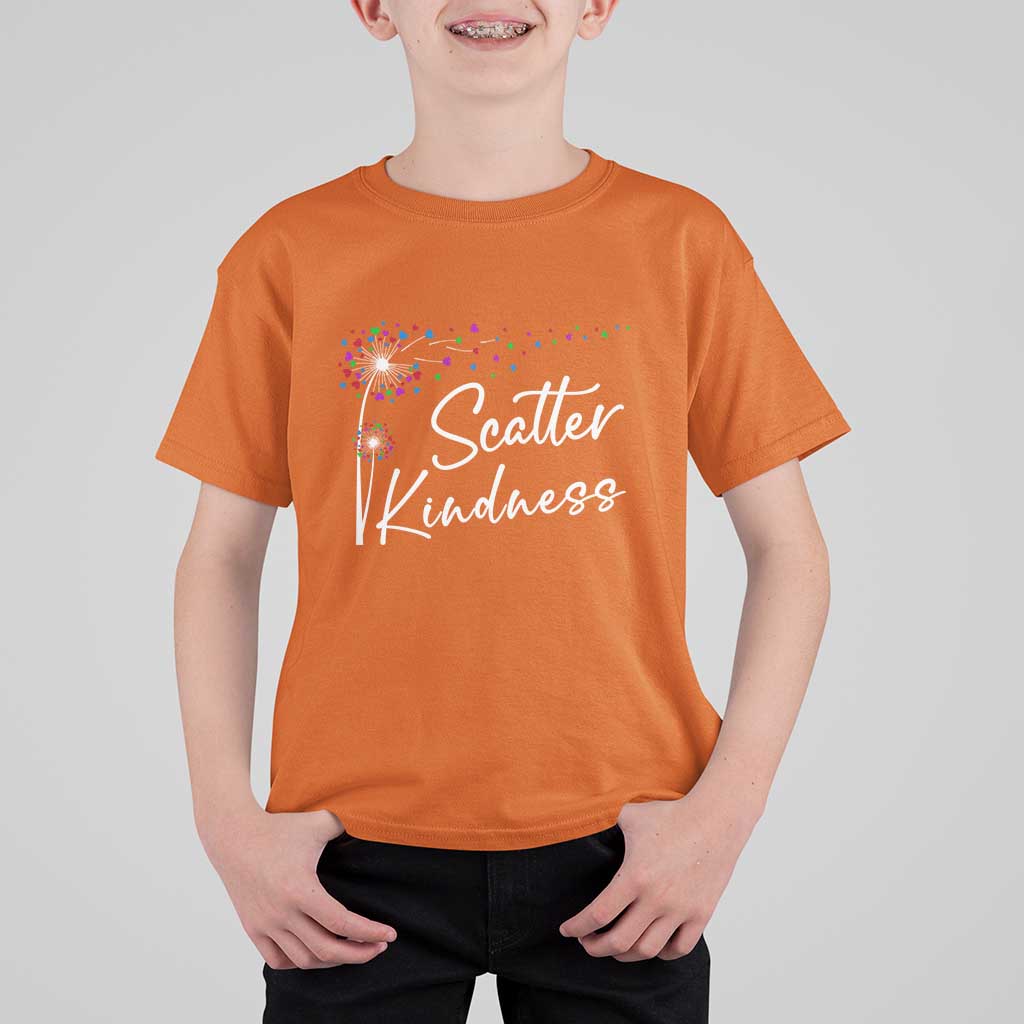 Unity Day T Shirt For Kid Scatter Kindness Dandelions Heart Anti Bullying - Wonder Print Shop