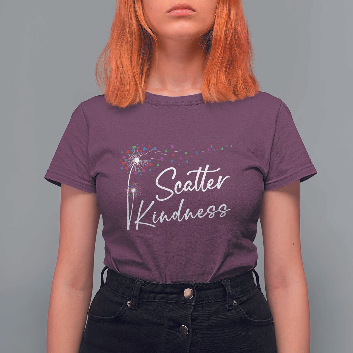 Unity Day T Shirt For Women Scatter Kindness Dandelions Heart Anti Bullying - Wonder Print Shop