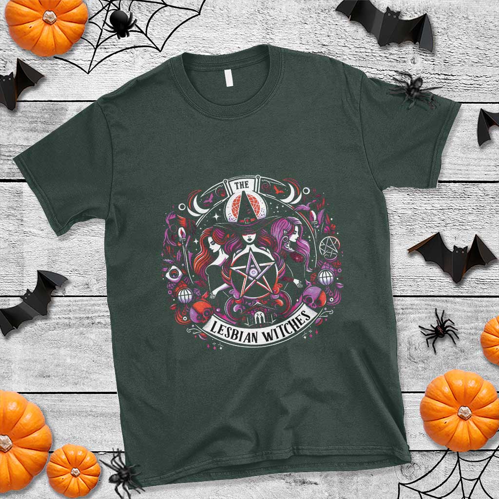 Halloween LGBT T Shirt The Lesbian Witches Pride Flag Pentagram - Wonder Print Shop