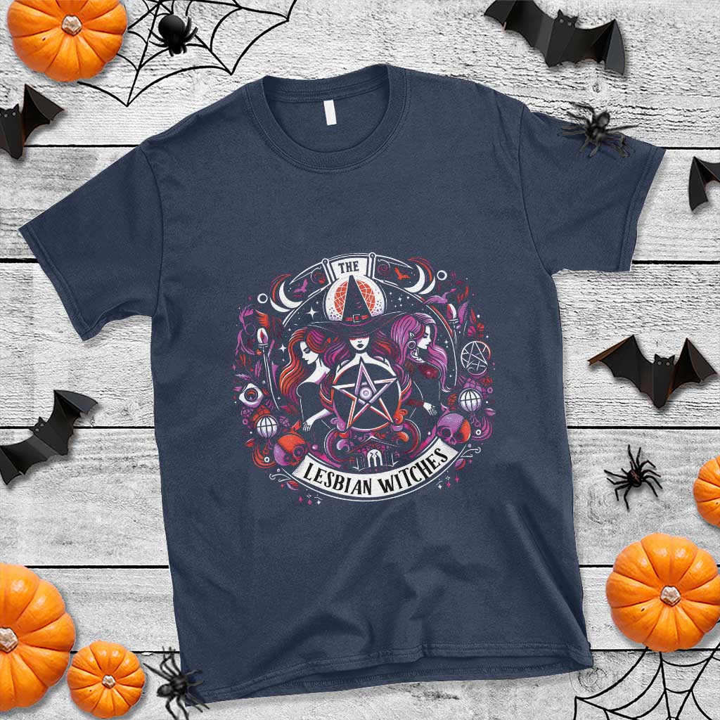 Halloween LGBT T Shirt The Lesbian Witches Pride Flag Pentagram - Wonder Print Shop