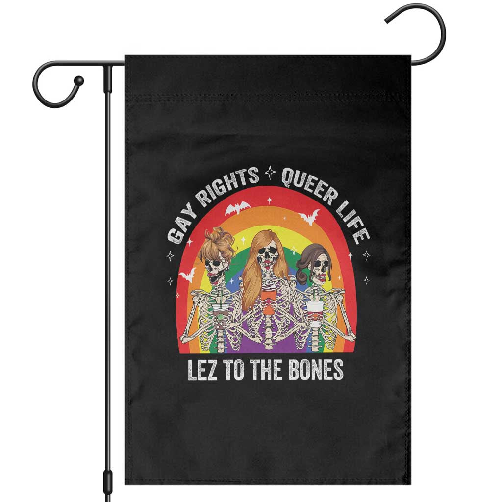 Halloween LGBT Garden Flag Gay Rights Queer Life Lez To The Bones Skeleton - Wonder Print Shop
