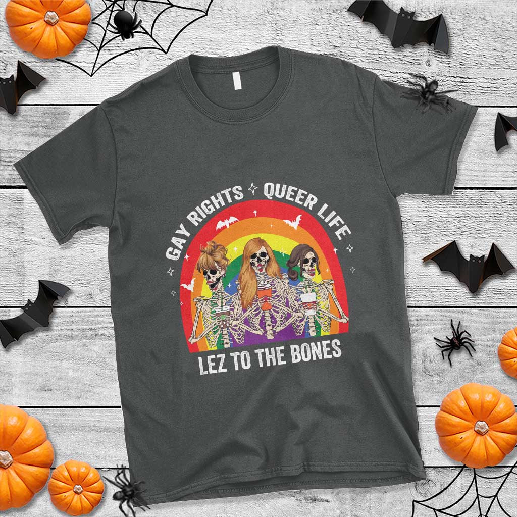 Halloween LGBT T Shirt Gay Rights Queer Life Lez To The Bones Skeleton - Wonder Print Shop