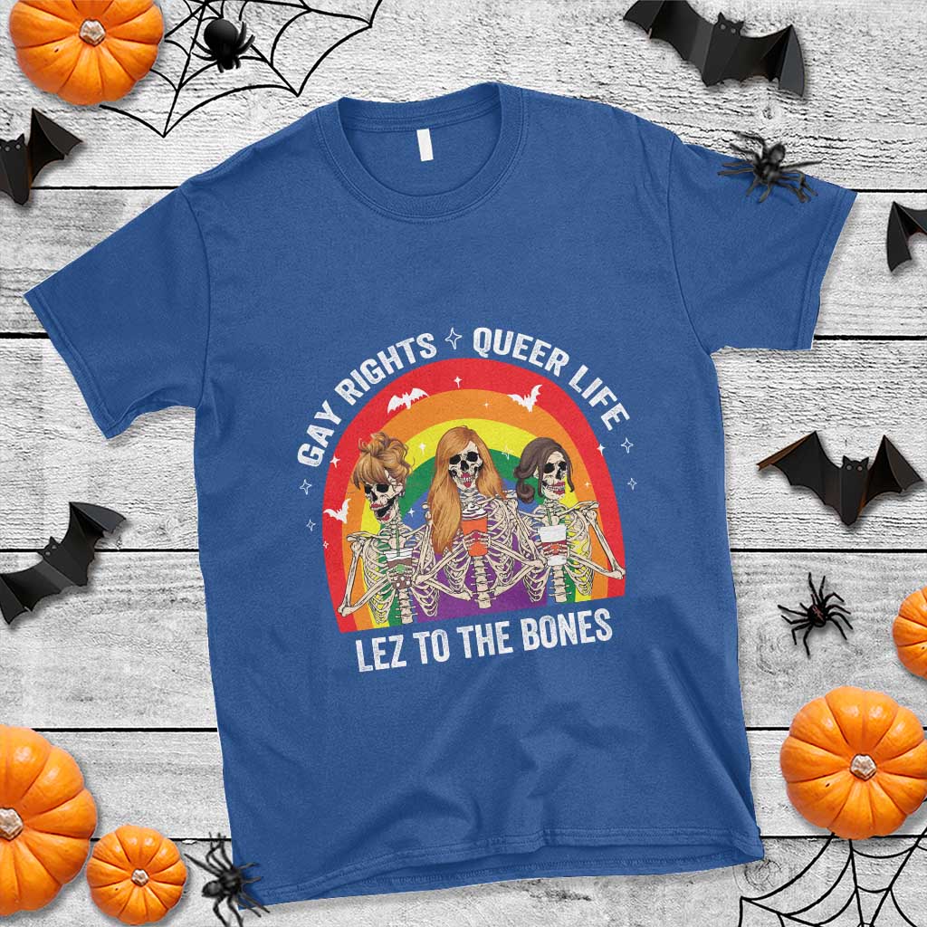 Halloween LGBT T Shirt Gay Rights Queer Life Lez To The Bones Skeleton - Wonder Print Shop