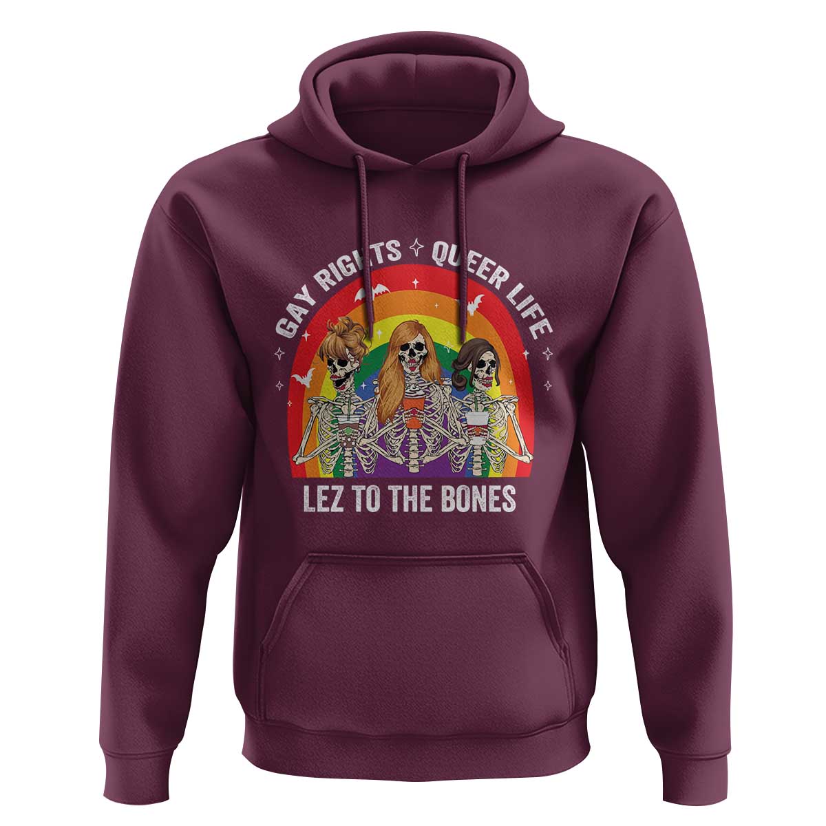 Halloween LGBT Hoodie Gay Rights Queer Life Lez To The Bones Skeleton