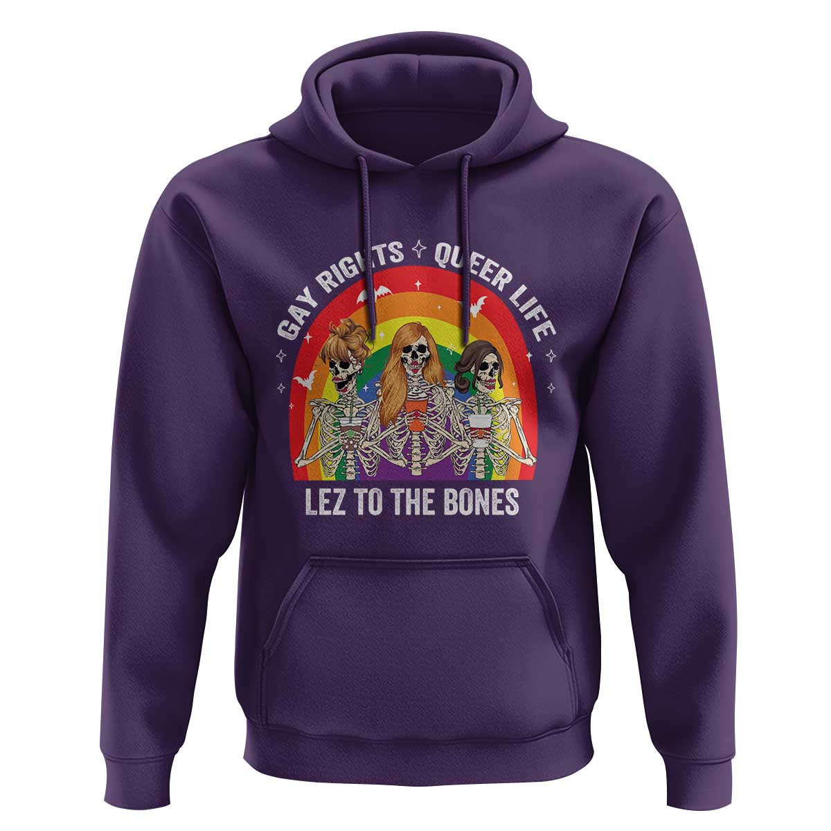 Halloween LGBT Hoodie Gay Rights Queer Life Lez To The Bones Skeleton