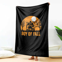 Funny Halloween Football Throw Blanket Boy Of Fall American Football Player Zombie Pumpkin Bat - Wonder Print Shop
