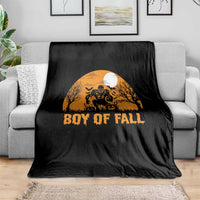 Funny Halloween Football Throw Blanket Boy Of Fall American Football Player Zombie Pumpkin Bat - Wonder Print Shop
