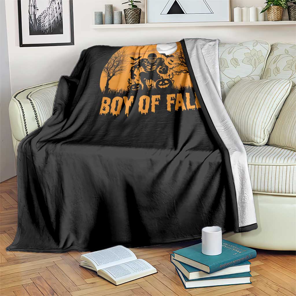 Funny Halloween Football Throw Blanket Boy Of Fall American Football Player Zombie Pumpkin Bat - Wonder Print Shop