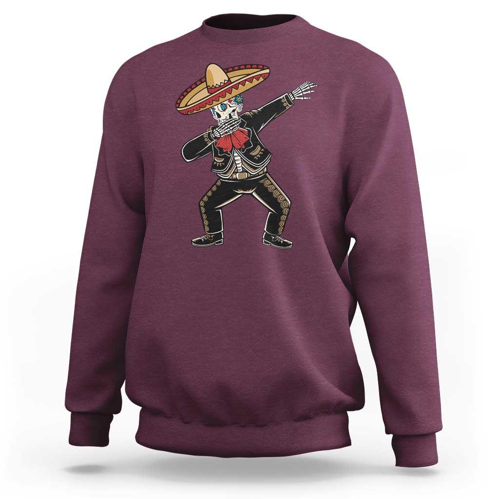 Day Of The Dead Sweatshirt Dabbing Sugar Skull Skeleton Mariachi - Wonder Print Shop