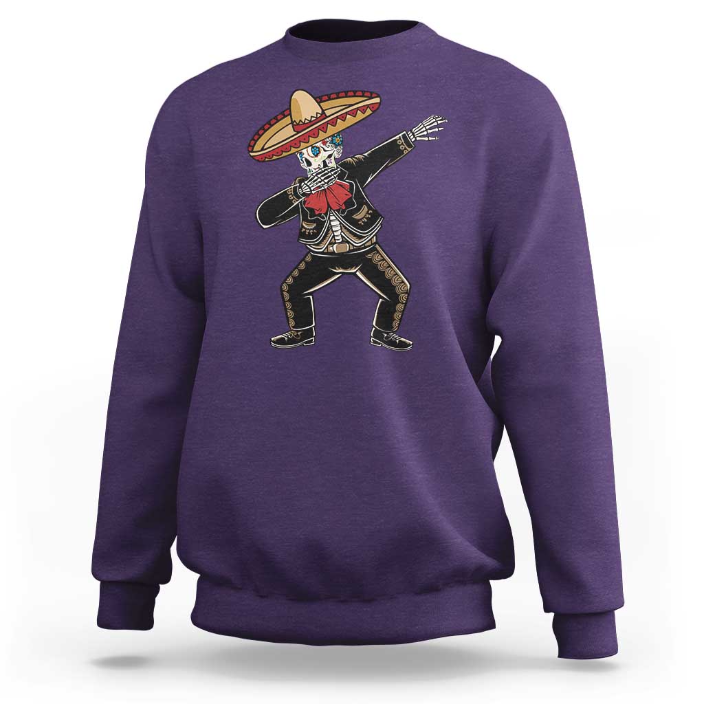 Day Of The Dead Sweatshirt Dabbing Sugar Skull Skeleton Mariachi - Wonder Print Shop