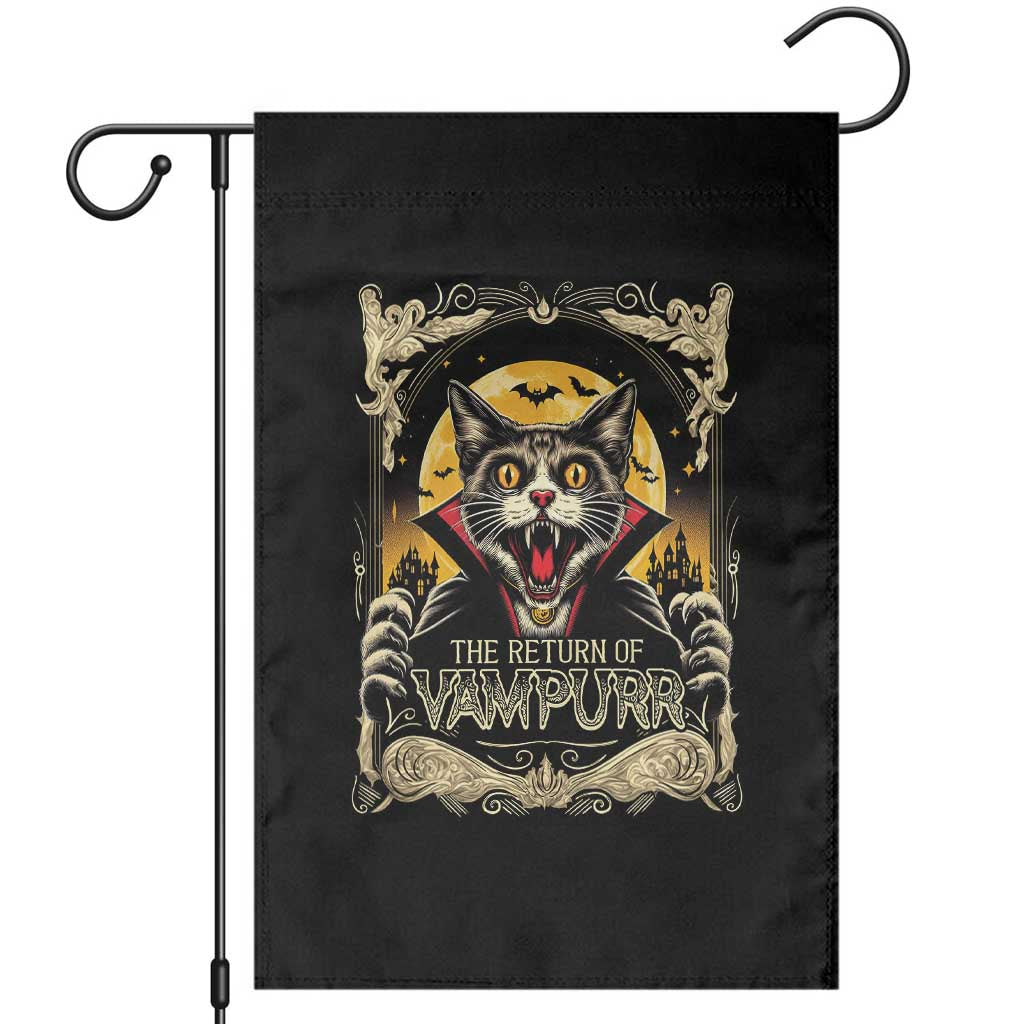 Funny Halloween Cat Garden Flag The Return Of Vampurr Scary Vampire Moon Bat - Wonder Print Shop