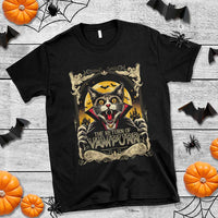 Funny Halloween Cat T Shirt The Return Of Vampurr Scary Vampire Moon Bat - Wonder Print Shop