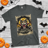 Funny Halloween Cat T Shirt The Return Of Vampurr Scary Vampire Moon Bat - Wonder Print Shop
