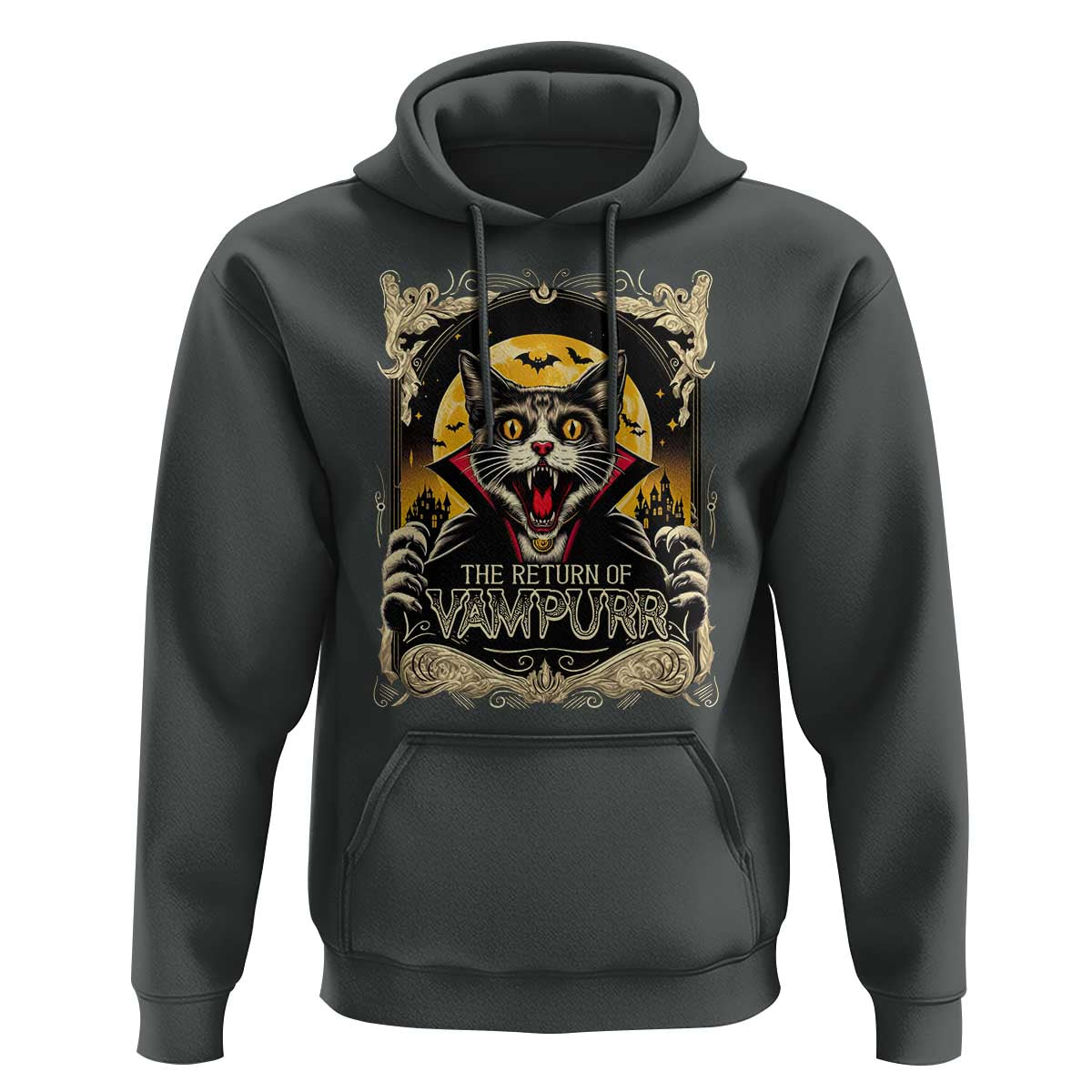 Funny Halloween Cat Hoodie The Return Of Vampurr Scary Vampire Moon Bat