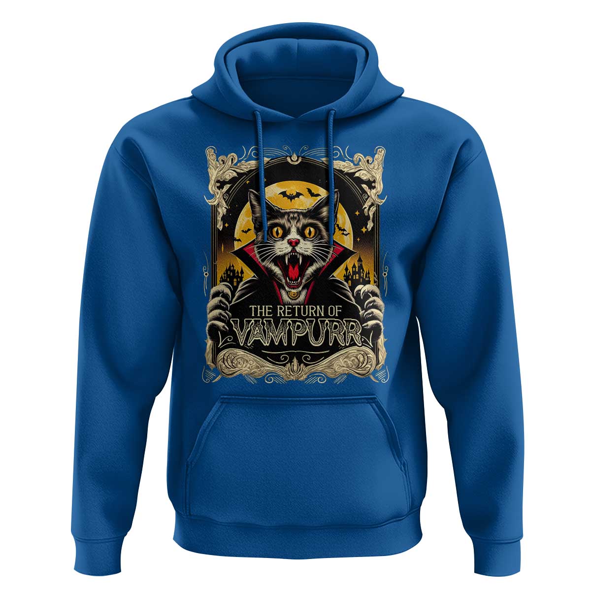 Funny Halloween Cat Hoodie The Return Of Vampurr Scary Vampire Moon Bat