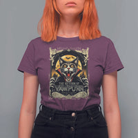 Funny Halloween Cat T Shirt For Women The Return Of Vampurr Scary Vampire Moon Bat - Wonder Print Shop
