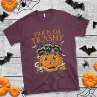 Funny Halloween T Shirt Trick Or Trashy Racoon Vintage Pumpkin Bat Trash - Wonder Print Shop
